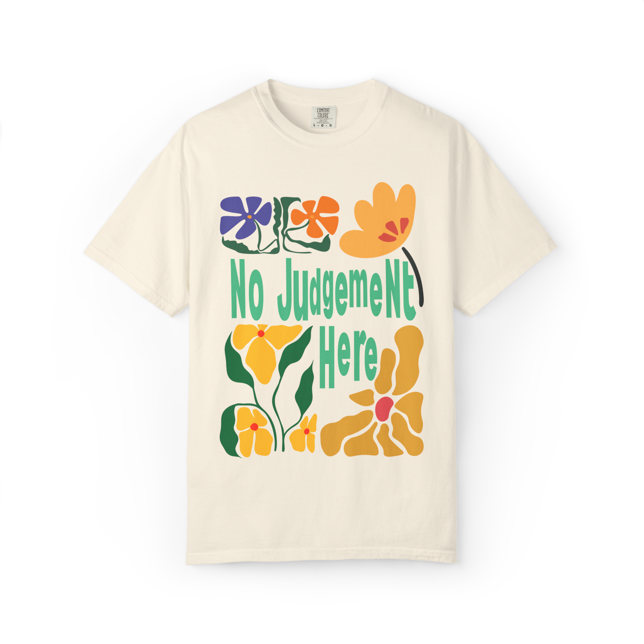 No Judgement Here T-Shirt — Retro Floral Graphic Tee