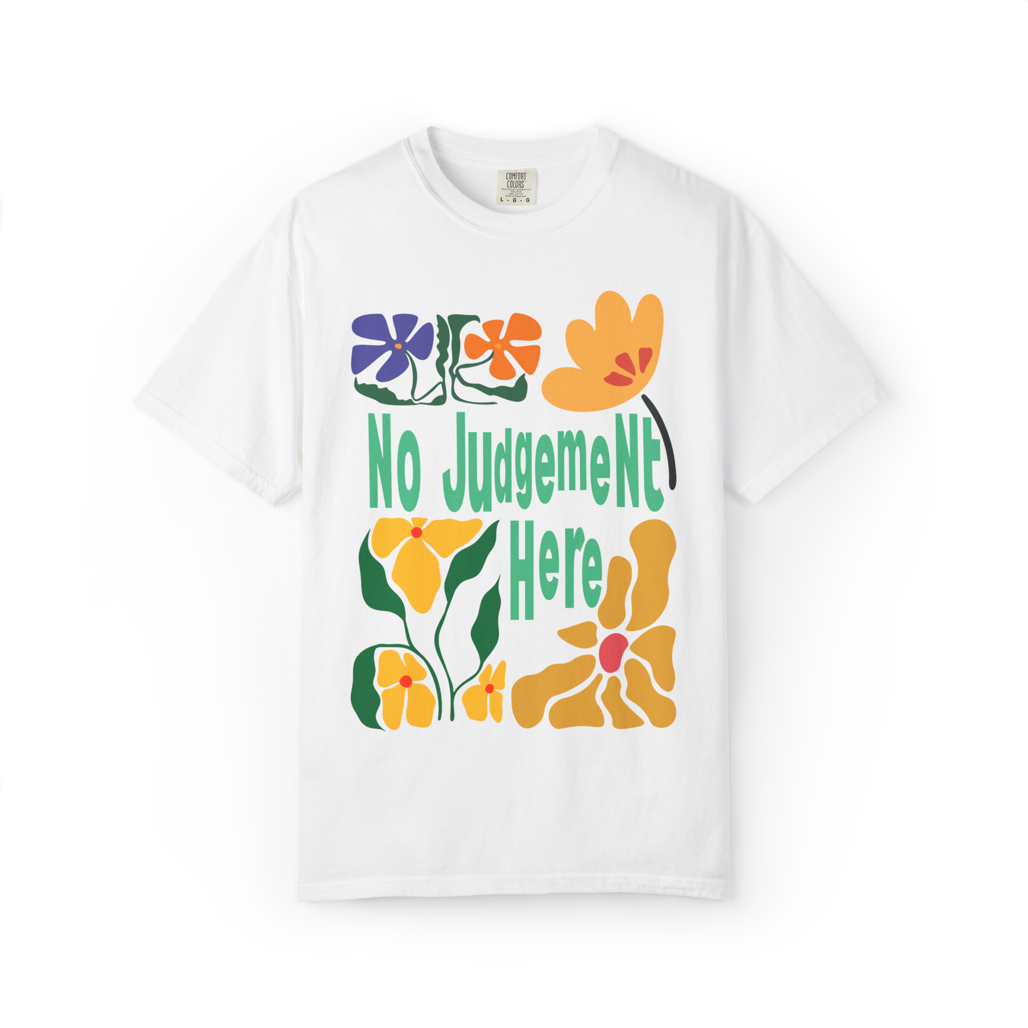 No Judgement Here T-Shirt — Retro Floral Graphic Tee