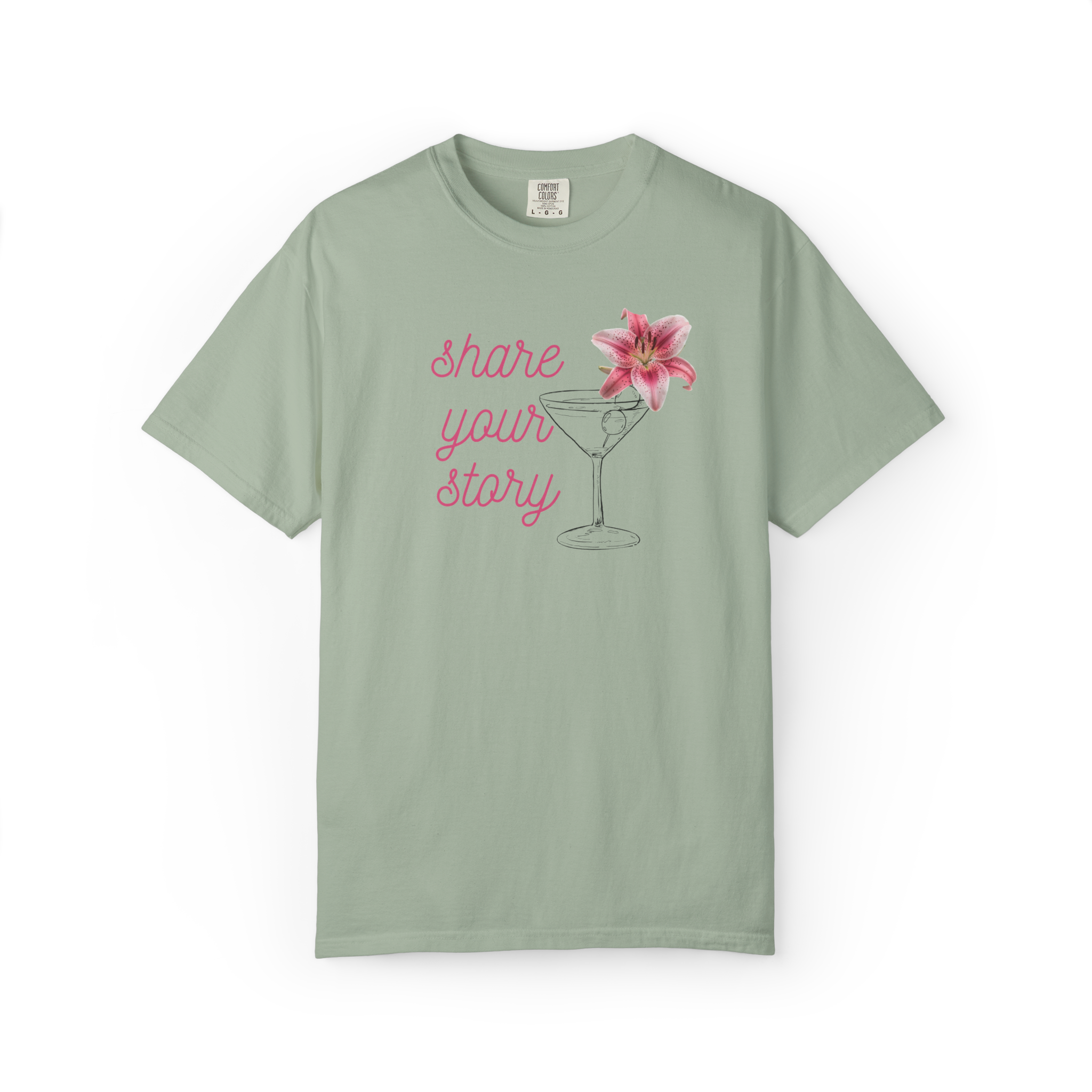 Share Your Story T-Shirt — Floral Wine Glass Graphic Tee