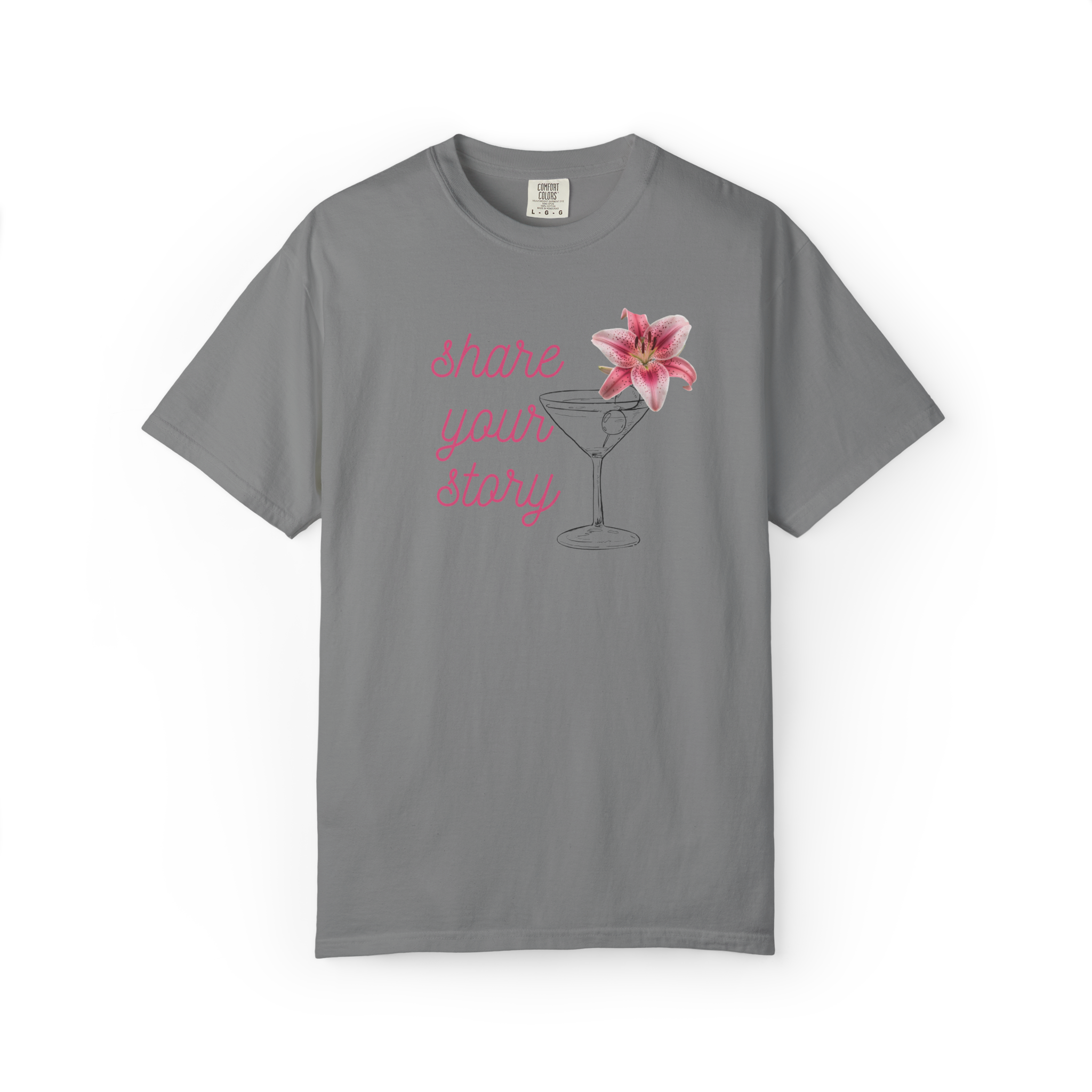 Share Your Story T-Shirt — Floral Wine Glass Graphic Tee