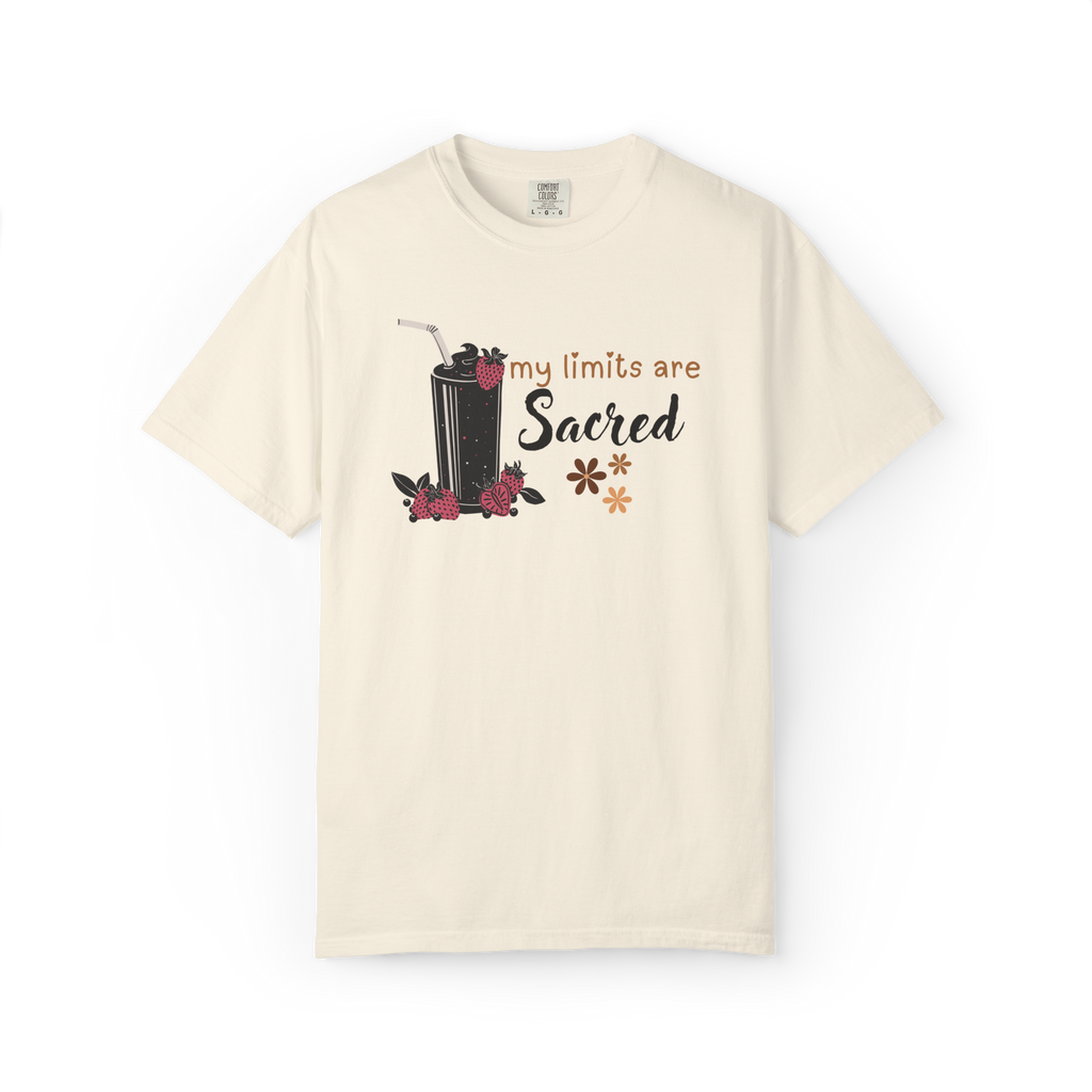 T-Shirt — "My Limits Are Sacred" Floral Drink Graphic
