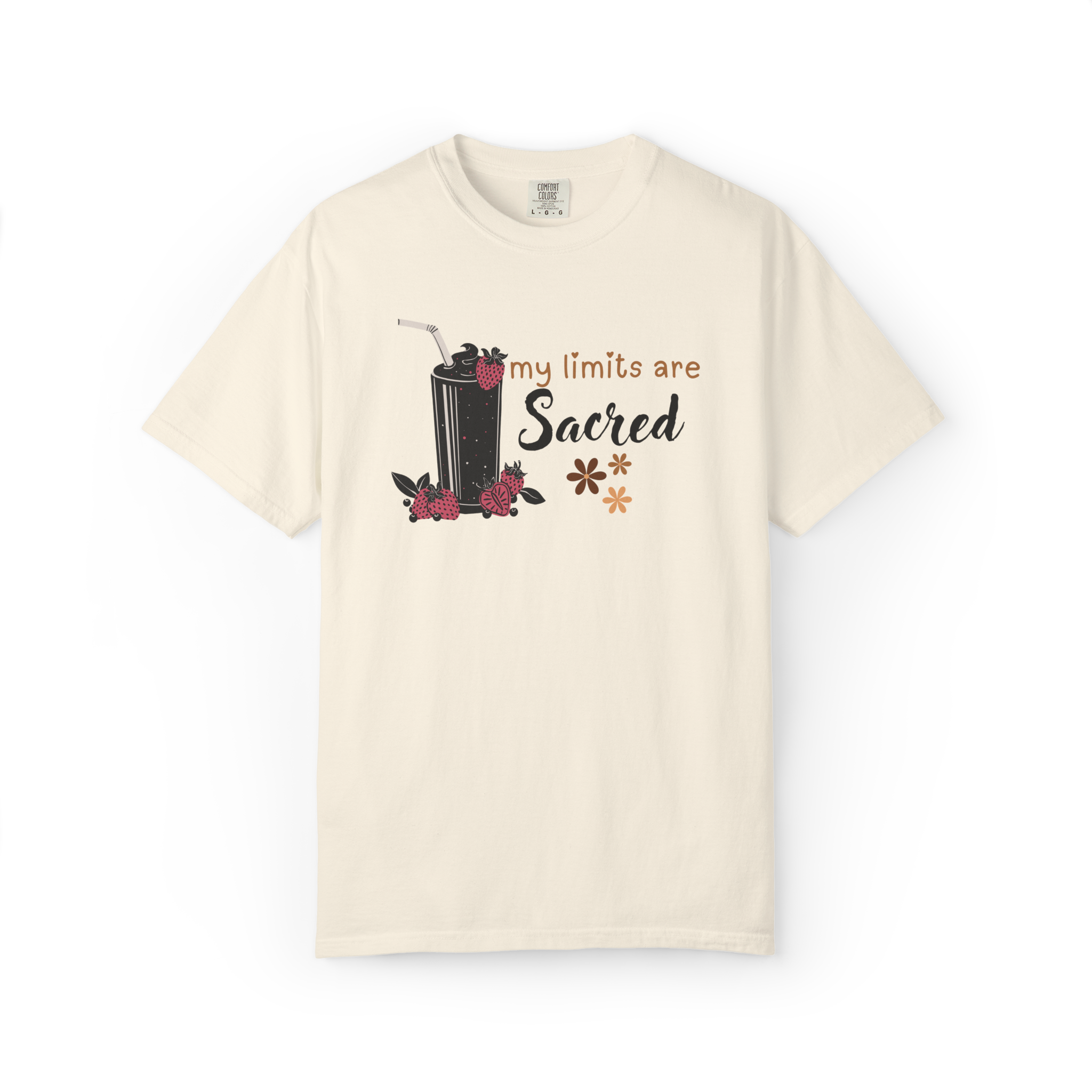 T-Shirt — "My Limits Are Sacred" Floral Drink Graphic