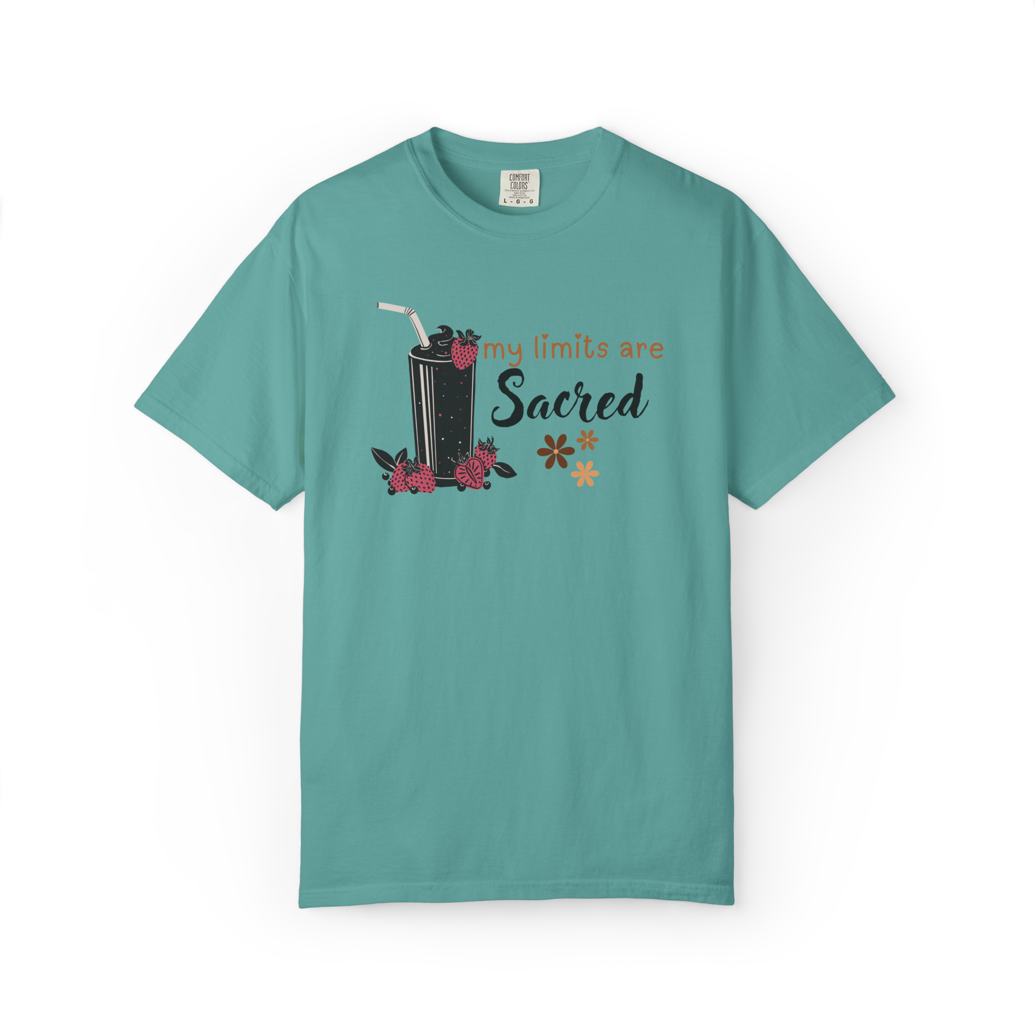 T-Shirt — "My Limits Are Sacred" Floral Drink Graphic