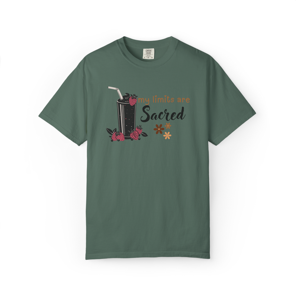 T-Shirt — "My Limits Are Sacred" Floral Drink Graphic