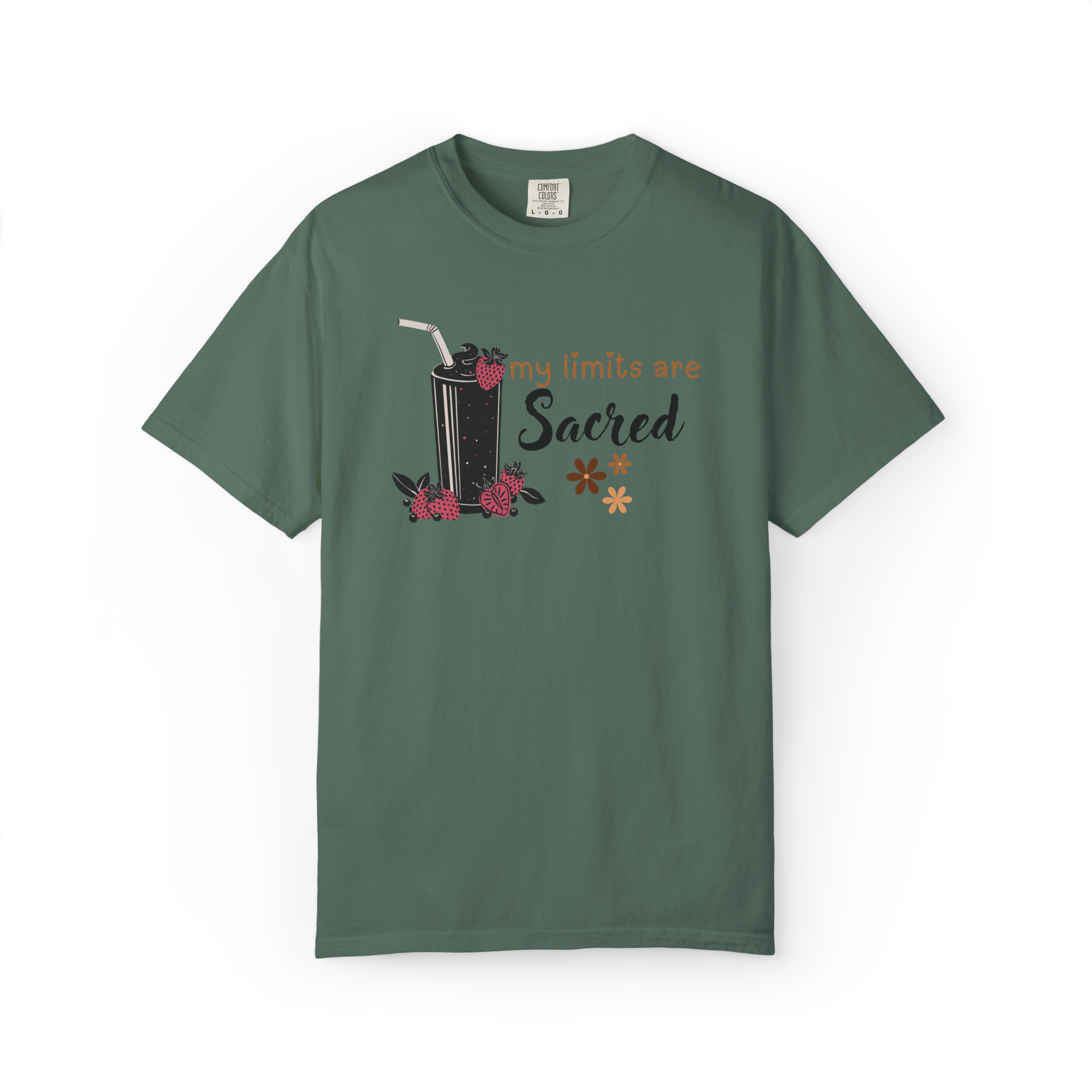 T-Shirt — "My Limits Are Sacred" Floral Drink Graphic