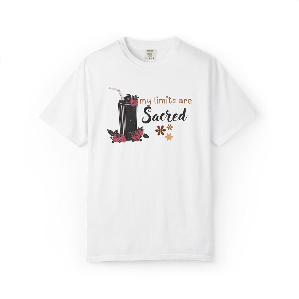 T-Shirt — "My Limits Are Sacred" Floral Drink Graphic
