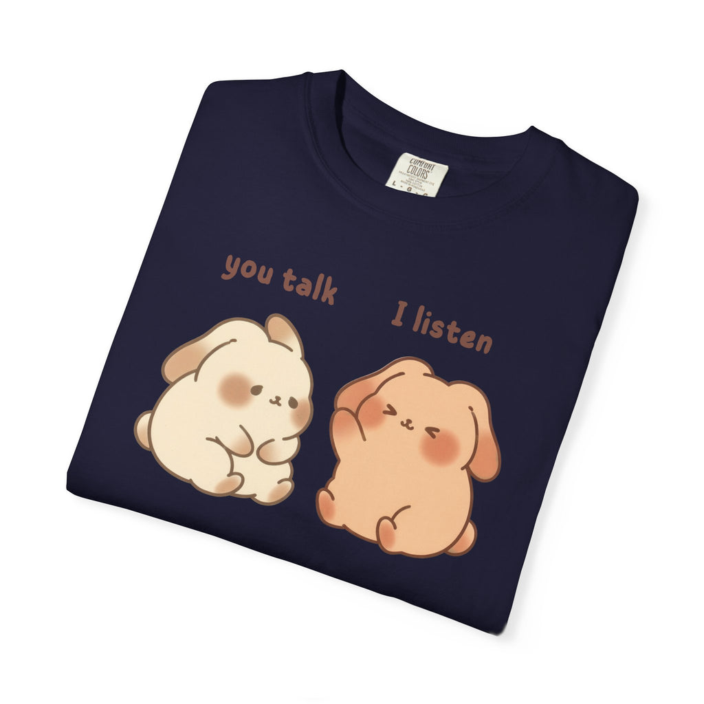 You Talk I Listen T-Shirt — Cute Listening Bunny Graphic Tee