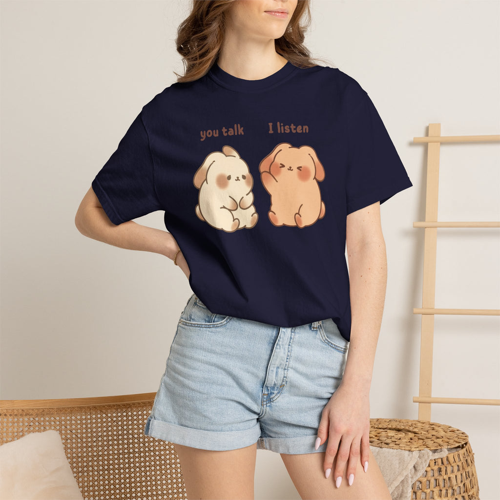 You Talk I Listen T-Shirt — Cute Listening Bunny Graphic Tee