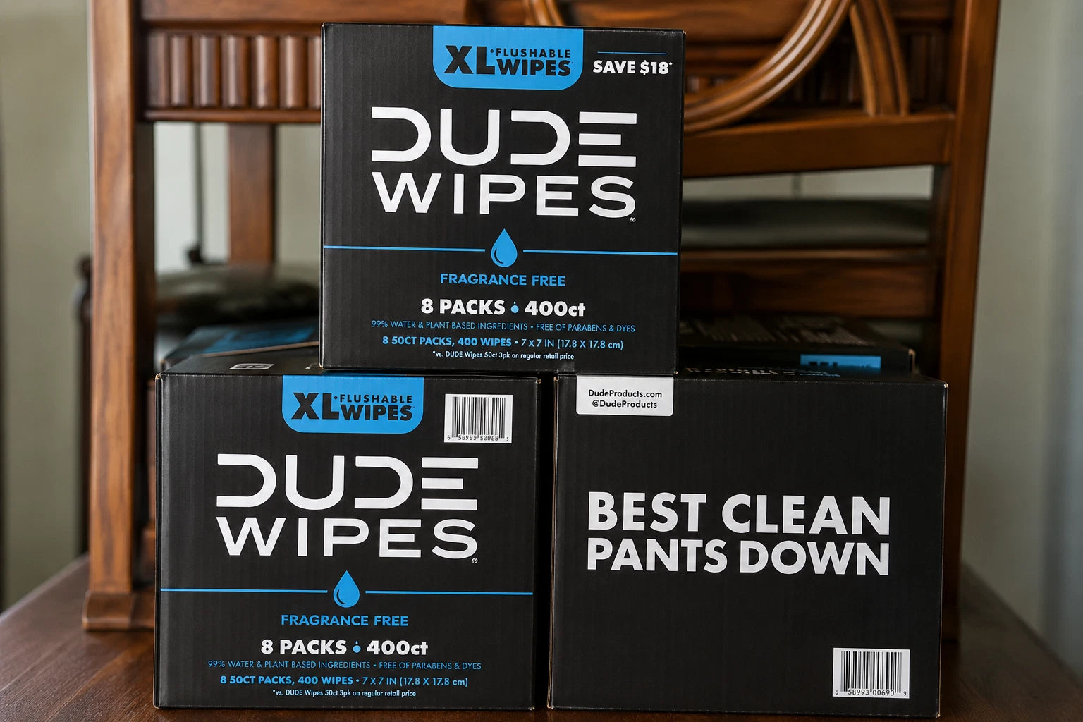 DUDE Wipes XL Flushable Wet Wipes – Fragrance Free | 8 Packs | 400 Total Wipes