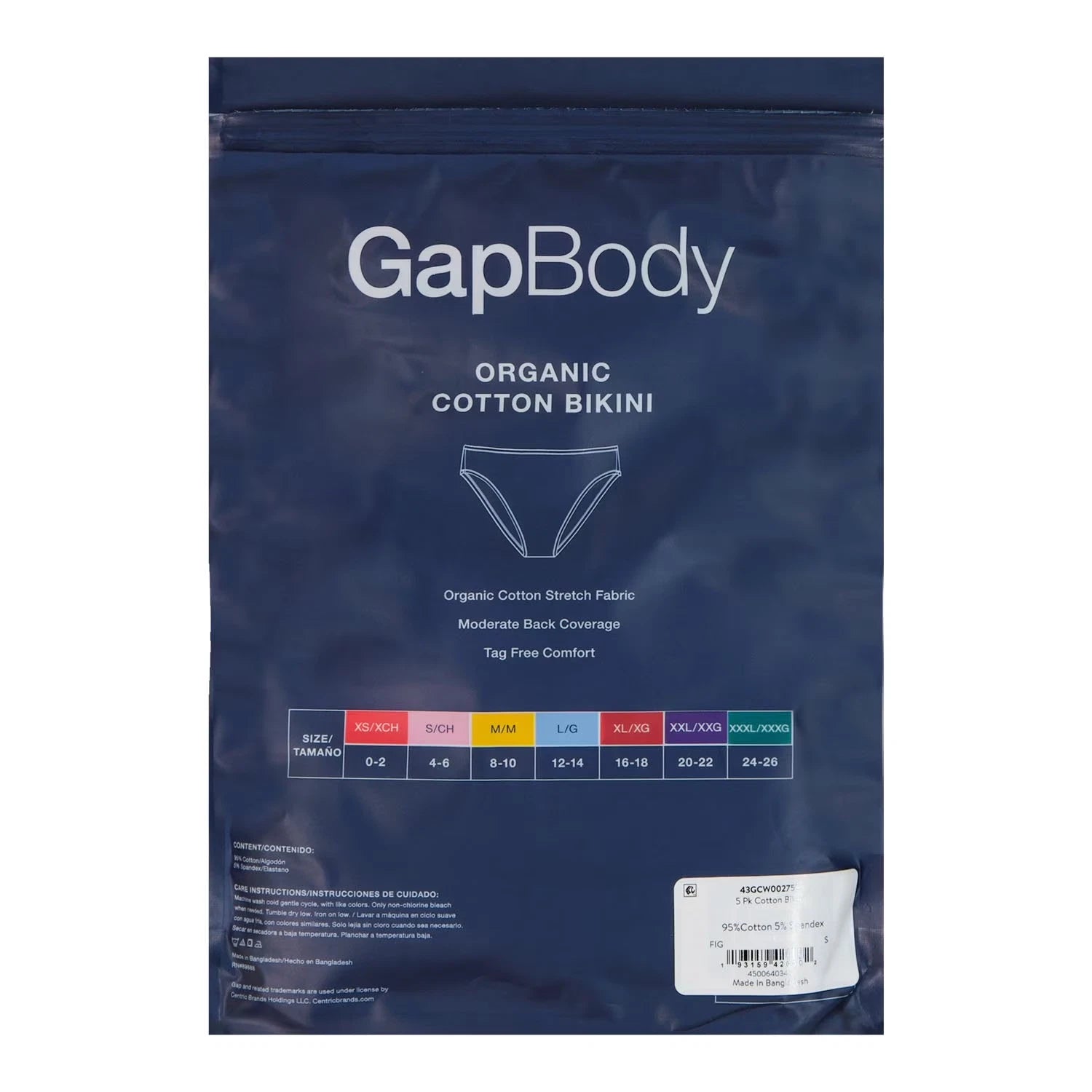 GapBody Women's 5-Pack Organic Cotton Stretch Bikini Pink Pack - Large