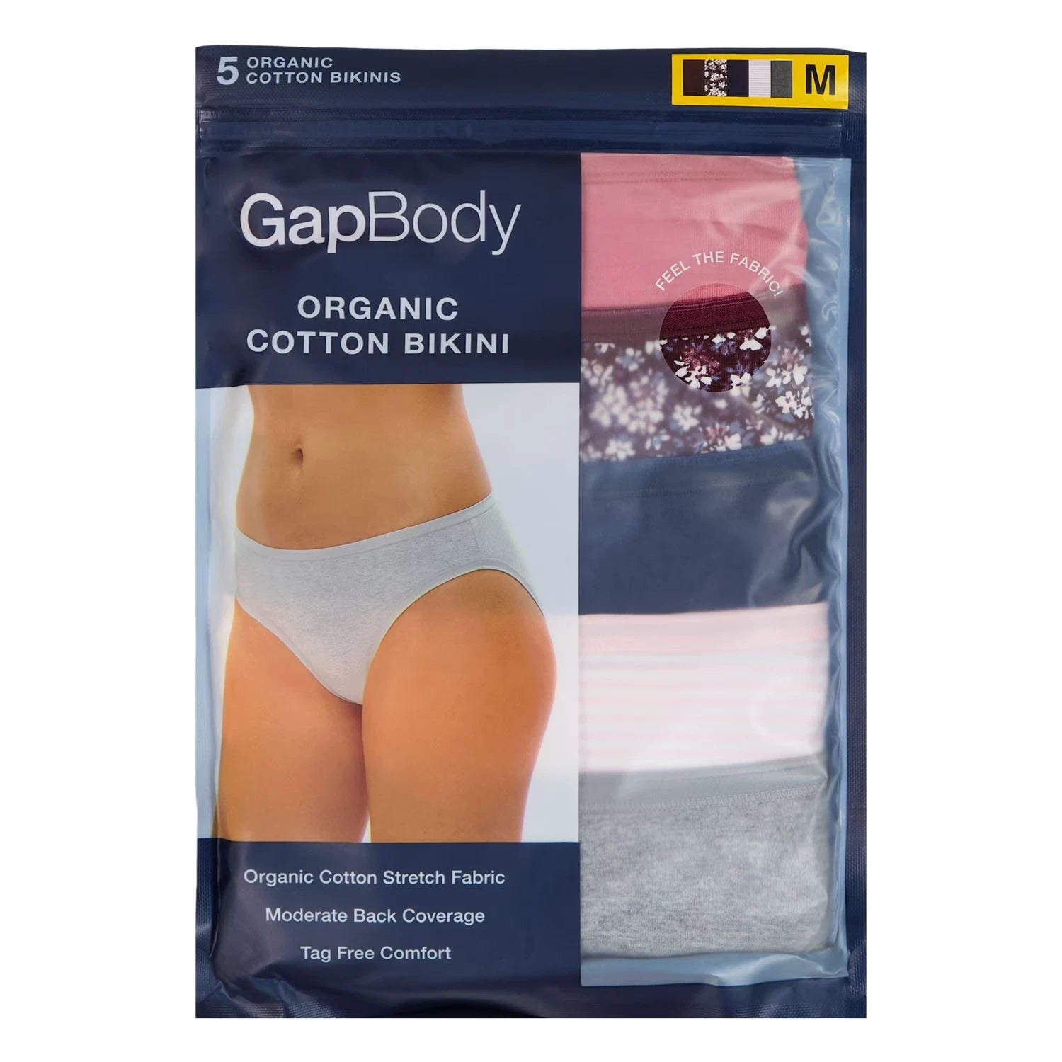 GapBody Women's 5-Pack Organic Cotton Stretch Bikini Pink Pack - Large