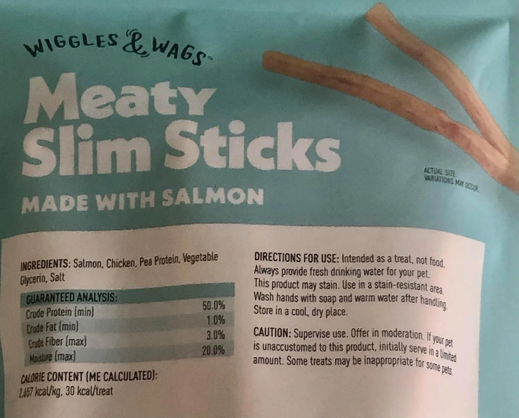 Wiggles & Wags Meaty Slim Sticks made with Salmon 6oz bag new
