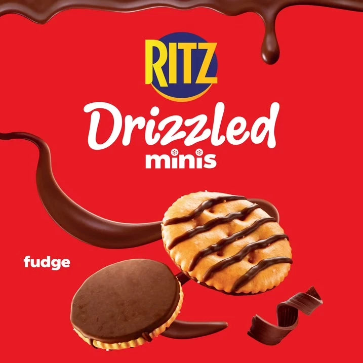 RITZ Drizzled Minis Fudge Crackers 10 Pack Sweet Salty School Lunch Snacks
