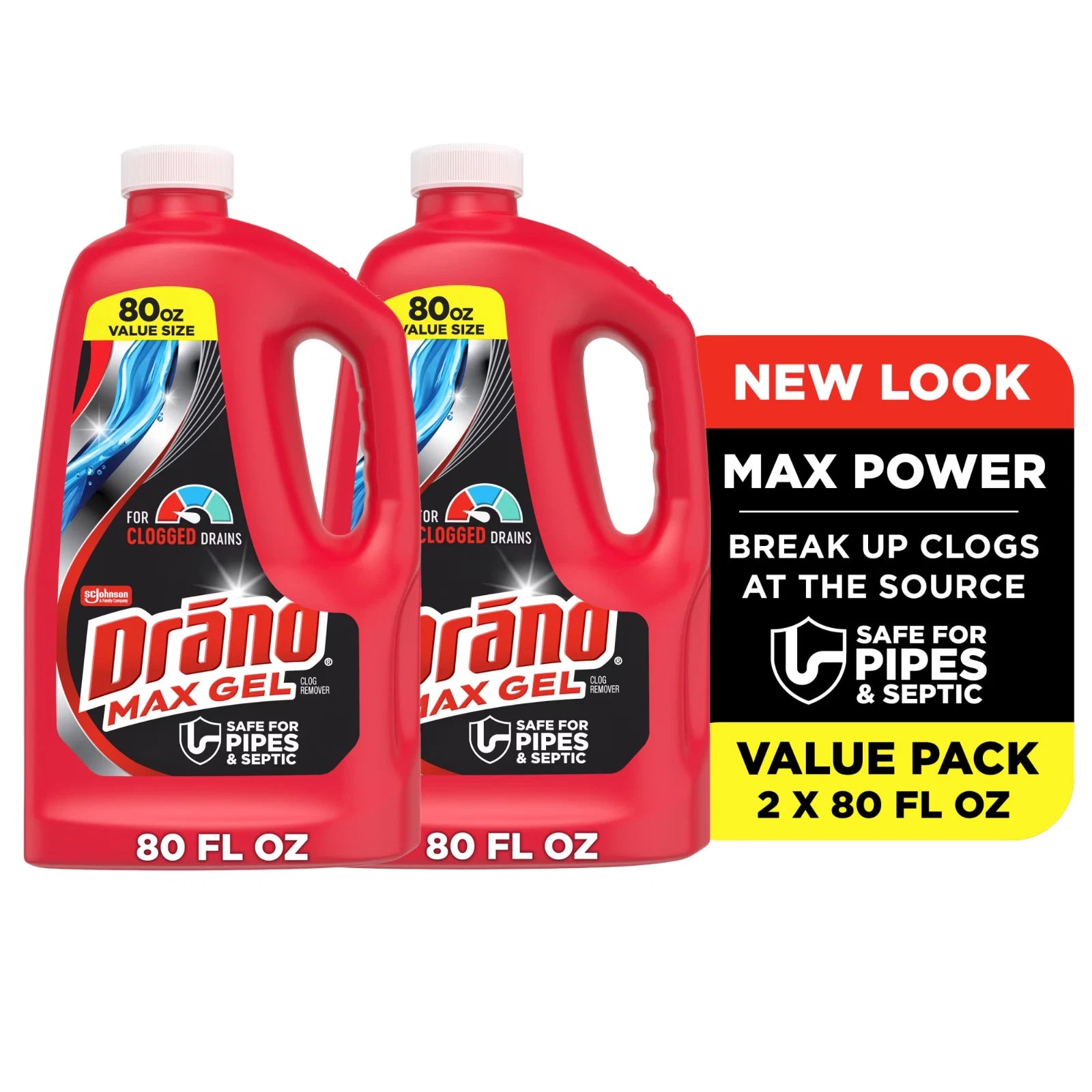Drano Max Gel Drain Clog Remover 160 oz 2 Pack Kitchen Bathroom Drain Cleaner
