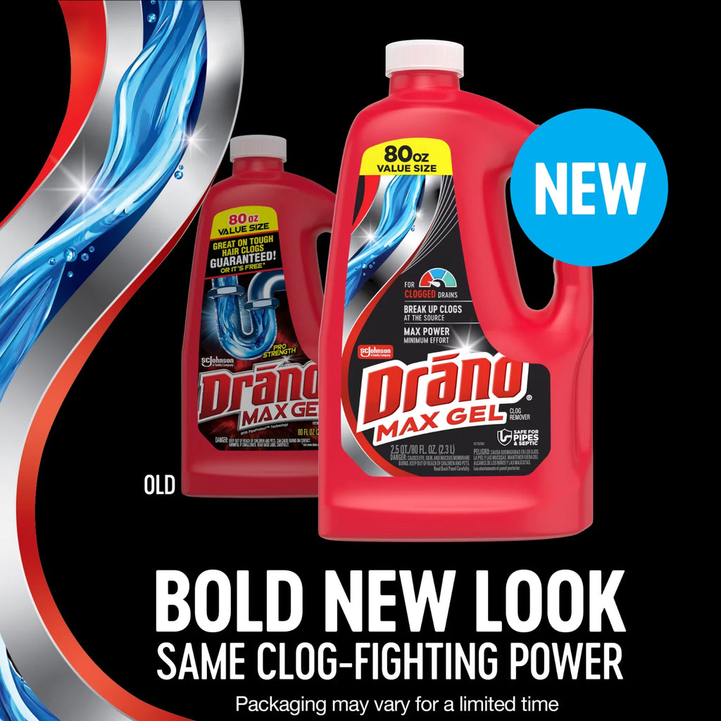 Drano Max Gel Drain Clog Remover 160 oz 2 Pack Kitchen Bathroom Drain Cleaner