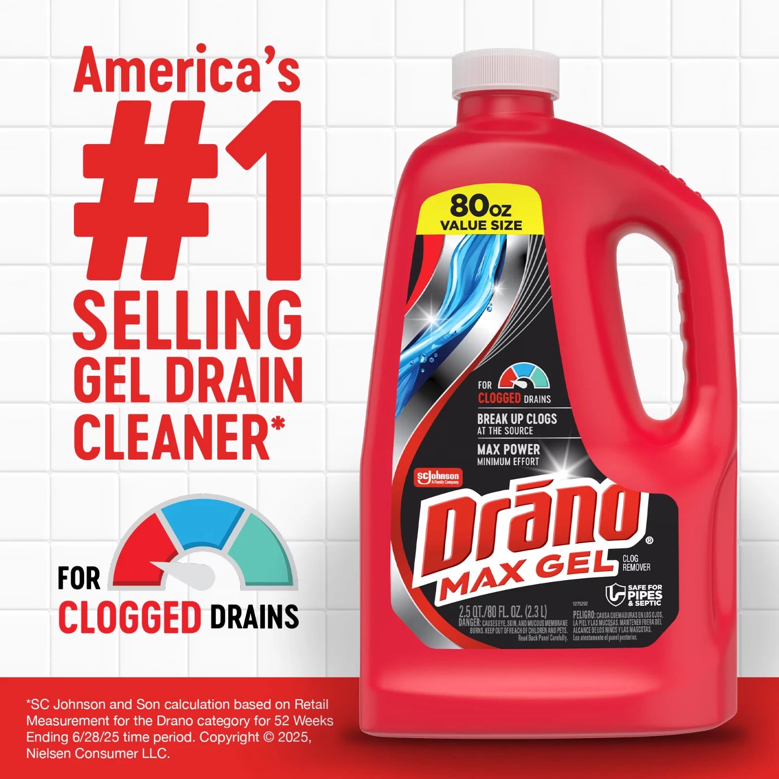 Drano Max Gel Drain Clog Remover 160 oz 2 Pack Kitchen Bathroom Drain Cleaner