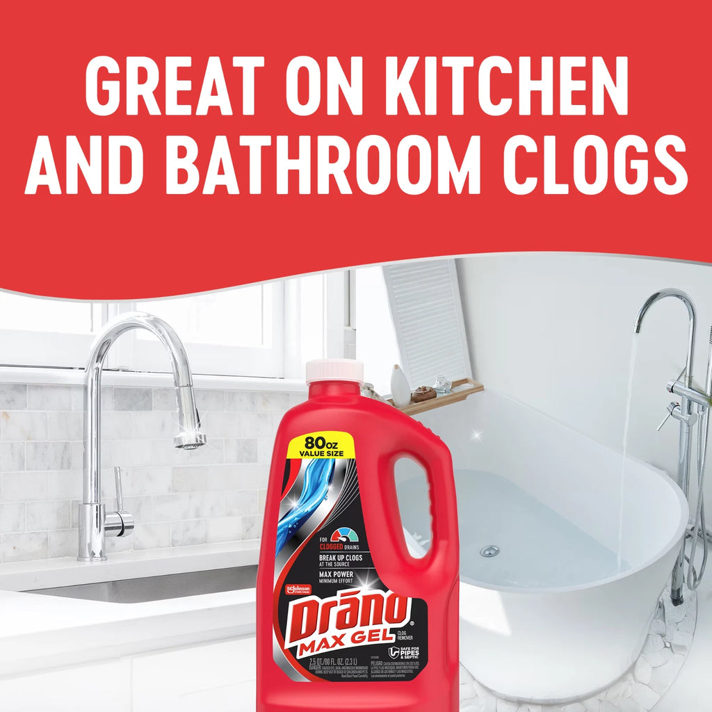 Drano Max Gel Drain Clog Remover 160 oz 2 Pack Kitchen Bathroom Drain Cleaner