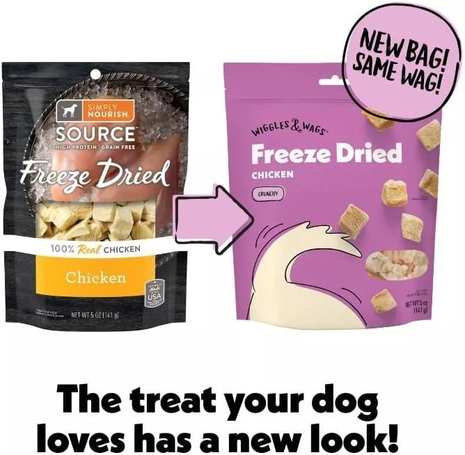 Wiggles & Wags Freeze Dried Chicken Dog Treats 5 oz Single Ingredient Crunchy