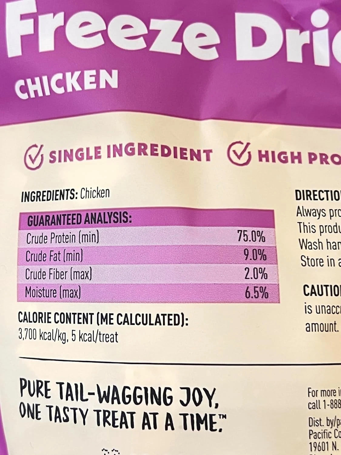 Wiggles & Wags Freeze Dried Chicken Dog Treats 5 oz Single Ingredient Crunchy