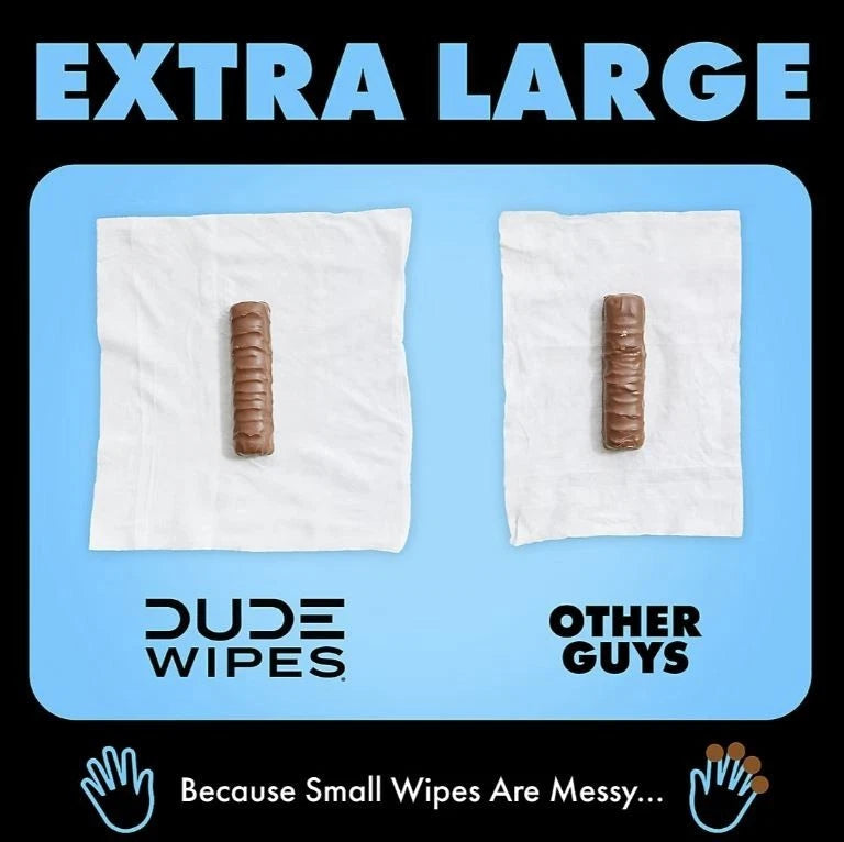 DUDE Wipes Flushable Adult Wet Wipes – Fragrance Free, Extra Large, 8 Packs (384 Total Wipes)