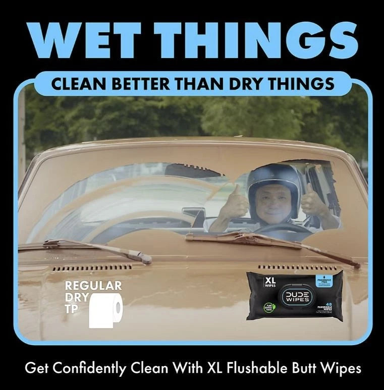 DUDE Wipes Flushable Adult Wet Wipes – Fragrance Free, Extra Large, 8 Packs (384 Total Wipes)